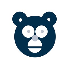 Fototapeta premium Animated bear face icon in flat design style.