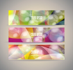 Abstract banners with fractal  background of crossing circles.