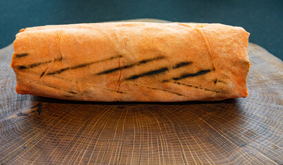 Shawarma on a wooden board