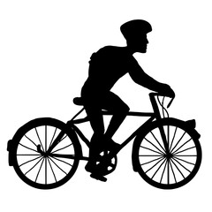 Naklejka premium Vector silhouette of cyclist in helmet.
