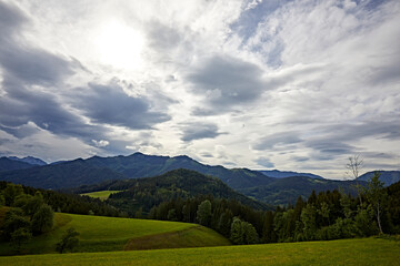 mountain landscape cloudy sky