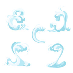 Obraz premium Sea waves. Set of vector blue waves isolated on white background.