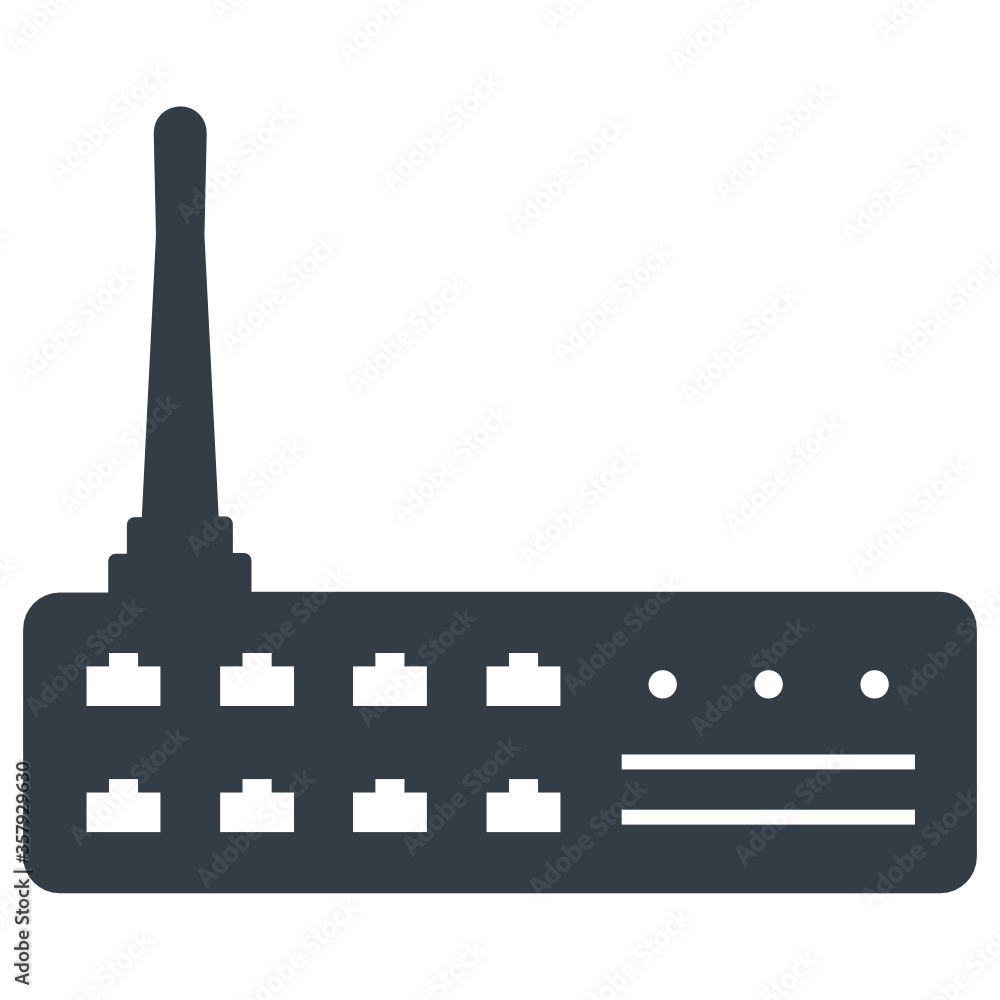 Poster rf router industrial network switch communication vector icon design