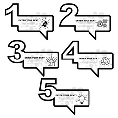 business infographic template with numbers 5 options or steps black and white