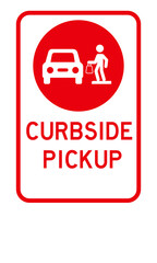 Curbside Pickup illustrated vector clip art sign symbolizing a designated area