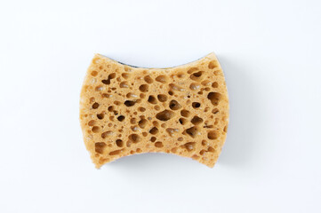 Sea lip natural dishwashing on white background. View from above.