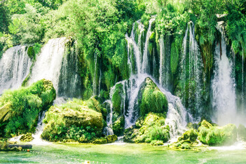 Kravice waterfall on the Trebizat River in Bosnia and Herzegovina. Miracle of Nature in Bosnia and Herzegovina