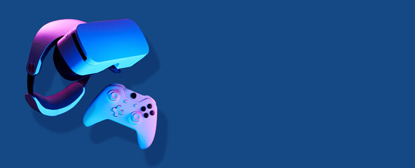 Flying vr headset and controller joystick. © nuclear_lily
