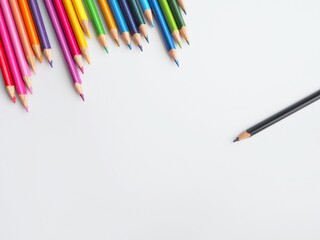 The education concept, Color pencils with copy space on isolated white background.