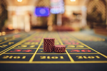 Casino roulette table game concept.
