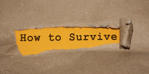 How to survive words written under torn paper. Surviving in crisis business concept