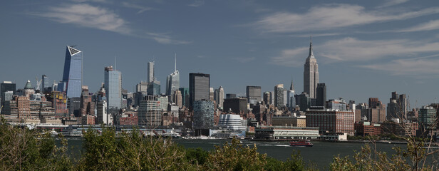 Obraz premium Panoramic sunset view of Manhattan skyline from Hoboken. New York. USA.