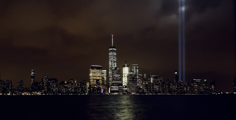 Obraz premium Panoramiczny widok na panoramę Manhattanu z Jersey City. Nowy Jork. USA.