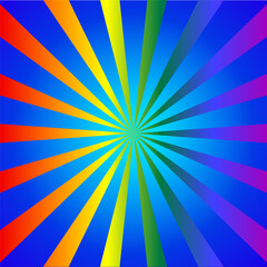 Abstract colorful sunburst pattern in rainbow colors. Template design, vector illustration. Gay pride textile background. Stock vector illustration.