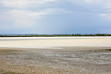 white salt lake beach landscape