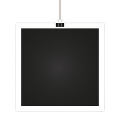 Photo frame hanging on clip . Photo frame on white backgraund .Retro photo, vector illustration