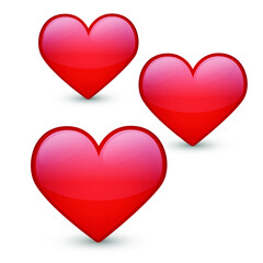 Hearts Emoji Kawaii. Vector Design Art. Trendy Communication Chat Elements.