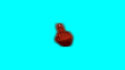 Black middle fingers up on light blue background. An insult gesture or sign of contempt. Seamless looped motion graphic animation
