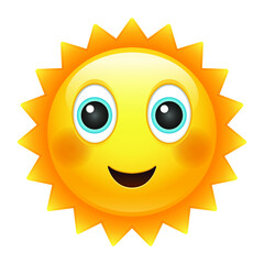 Happy Sun Emoji. Summer Vacations. Illustration Face Vector Design Art.