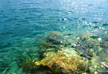 Clear blue sea water colorful background