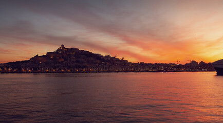Eivissa Ibiza town downtown at sunset dalt villa in Balearic Islands of Spain