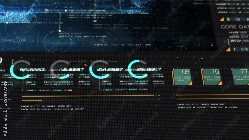 Aufkleber Futuristic head up display holographic city digitally generated image virtual reality matrix particles in cyber space background environment