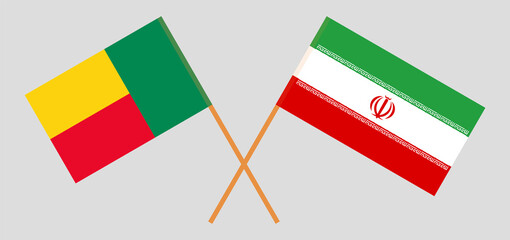 Crossed flags of Benin and Iran