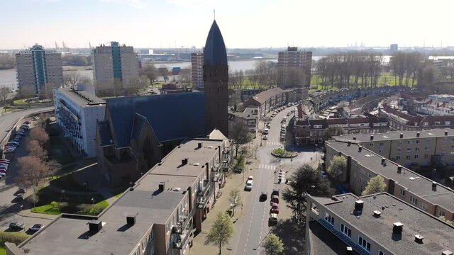 Beautiful windmills in Schiedam province South Holland, these highest windmills in the world also known as burner mills were used for grinding grain that was used for the Famous local Gin industry.