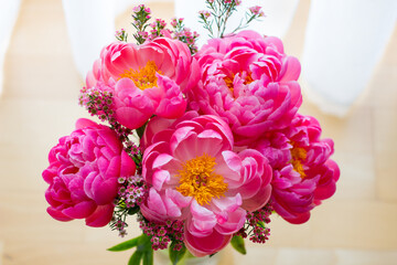 Bouquet of beautiful pink peonies