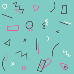 Memphis pattern. Abstract 80's background. Geometric pattern with geometric shapes. Vector illustration.