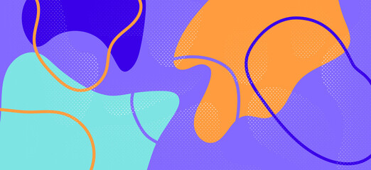 Blue Memphis Poster. Fashion Abstract 