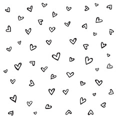 Big set of handdrawn hearts. Handdrawn rough marker hearts isolated on white background. Vector illustration for your graphic design.