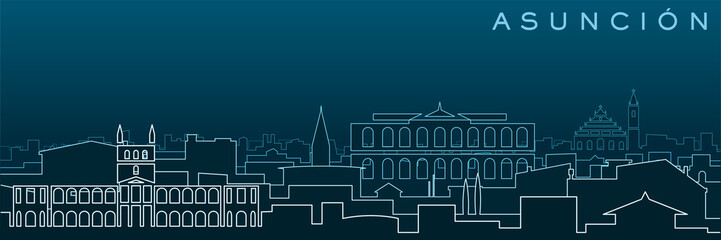 Asuncion Multiple Lines Skyline and Landmarks