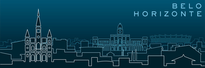 Belo Horizonte Multiple Lines Skyline and Landmarks