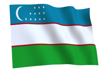 Flag of Uzbekistan waving in the wind