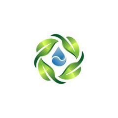 Creative vector illustration of leaves and water for both environmental companies and health companies