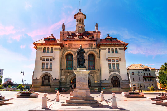 Constanta, Romania - August 30, 2017: National History and Archeology Museum in the Old Town of Constanta in Ovidiu Square at sunset light