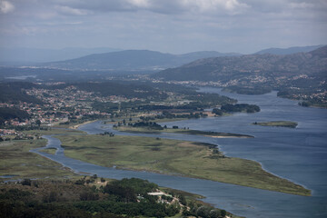 Views of miño river near a Guarda