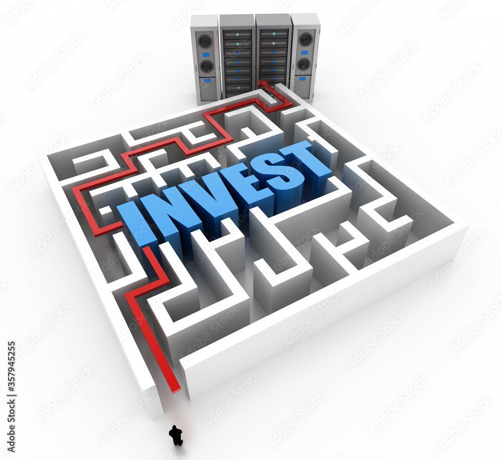 Poster maze concept, challenge and human choices theme. original 3d rendering