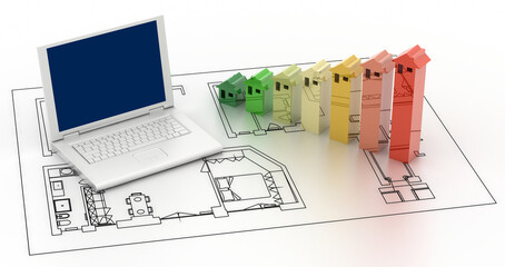 Eco sustainable home, energy efficiency concept. Original 3d rendering.