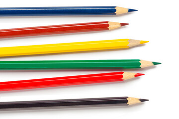 Color pencil with copy space isolated on white background