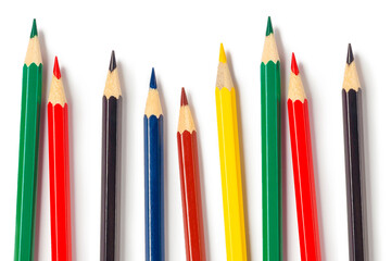 Color pencil with copy space isolated on white background