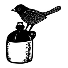 Bird on a bottle