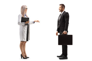 Female doctor having a conversation with a businessman