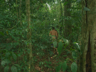 Couple walking on the Rainforest