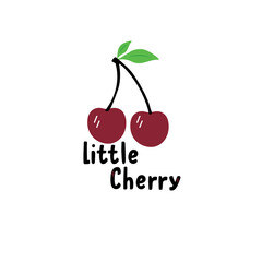 little cherry text fruit illustration vector