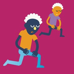 Color people kneeled on street. Vector illustration