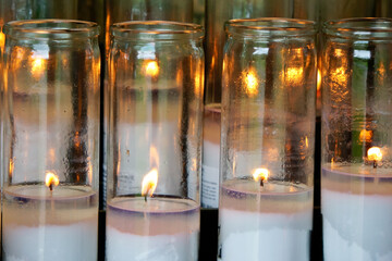 burning candles in church