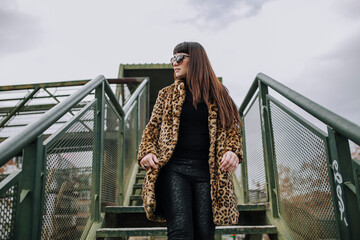 Woman in leopard coat beauty © saragraphika