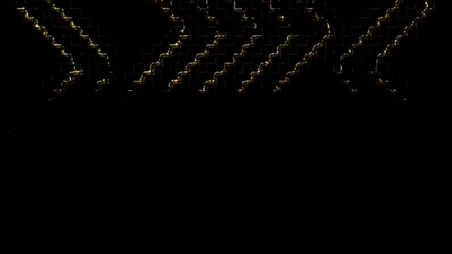 Liquid gold on metal cubes background pack pt. 2. Four videos of molten gold that flows smoothly over reflective metal cubes and lighting around. The first part in my portfolio